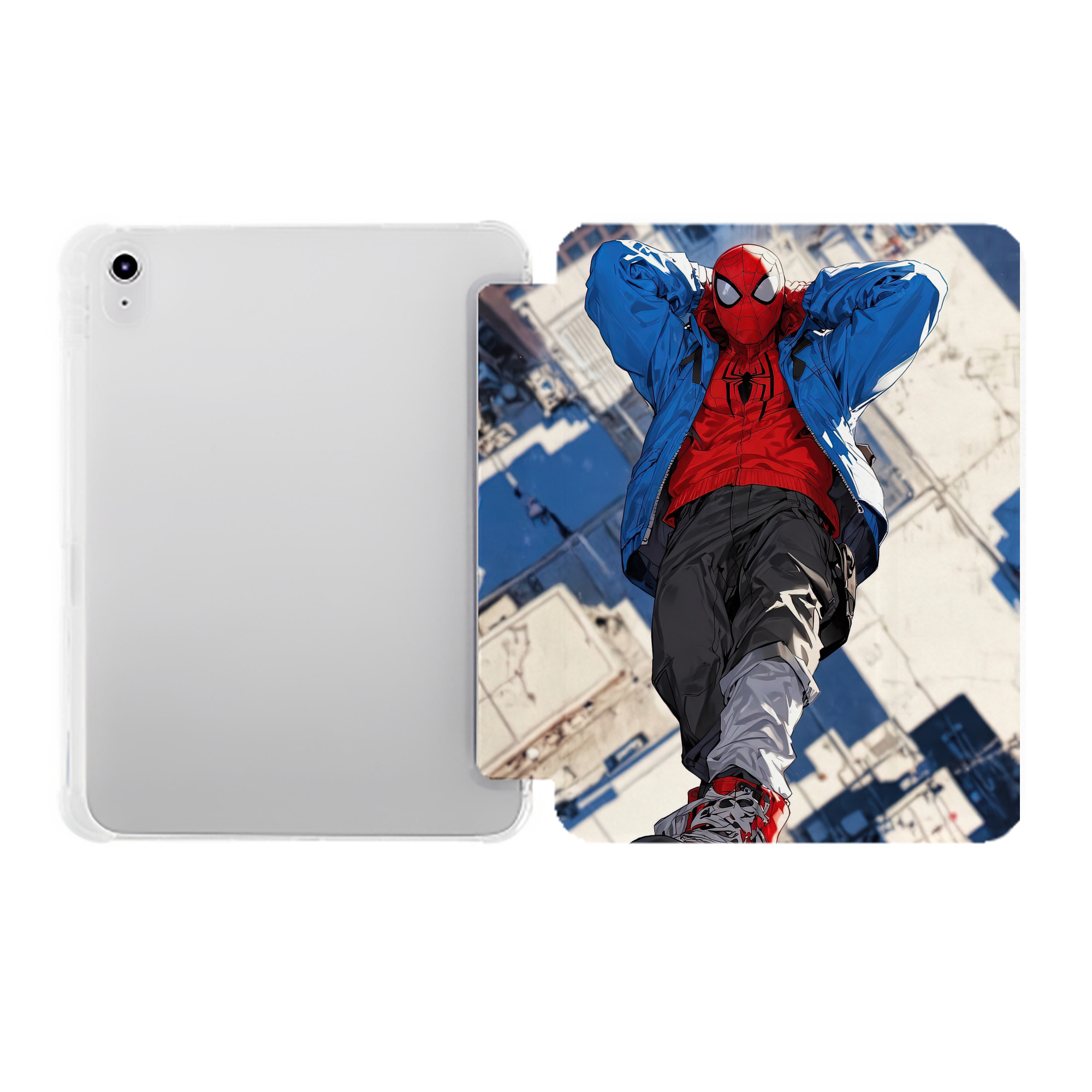 （画像用） Spider Man スパイダーマン IPad ケース ペン収納付き 三つ折りスタンド PUレザー×シリコン 対応機種9.5/10.5/10.9インチ